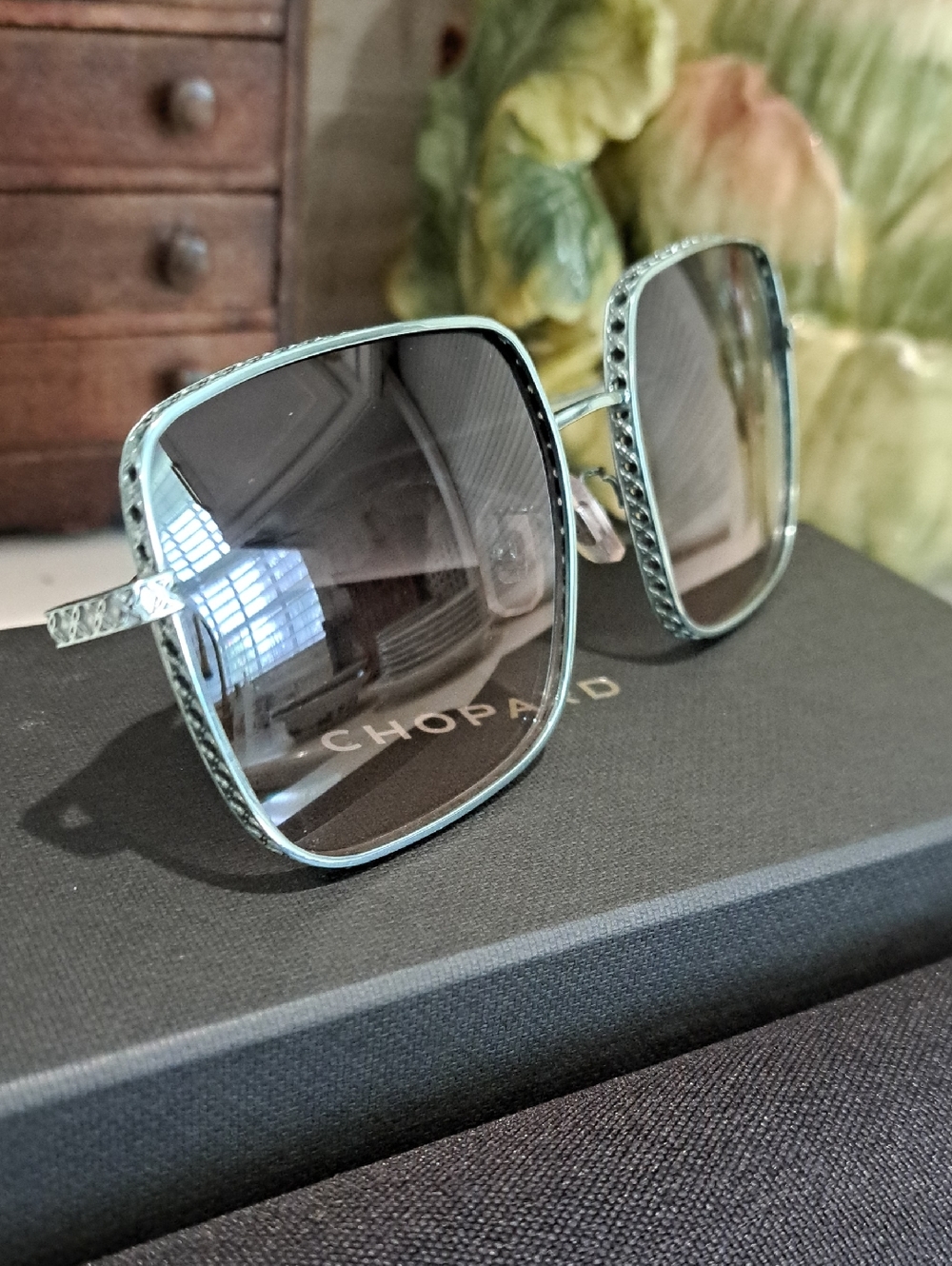 NIB Chopard Titanium Aqua Sunglasses